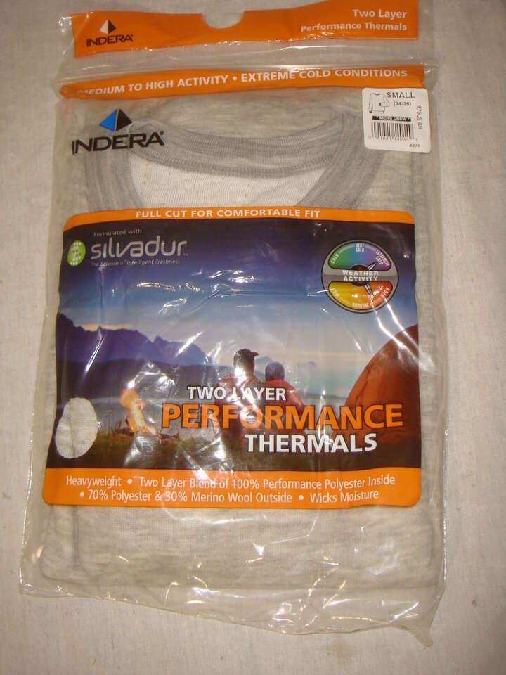 INDERA SILVADUR COLD WEATHER TWO-LAYER POLYESTER/MERINO WOOL PERFORMANCE THERMAL SHIRT or PANTS s/xl/xxl