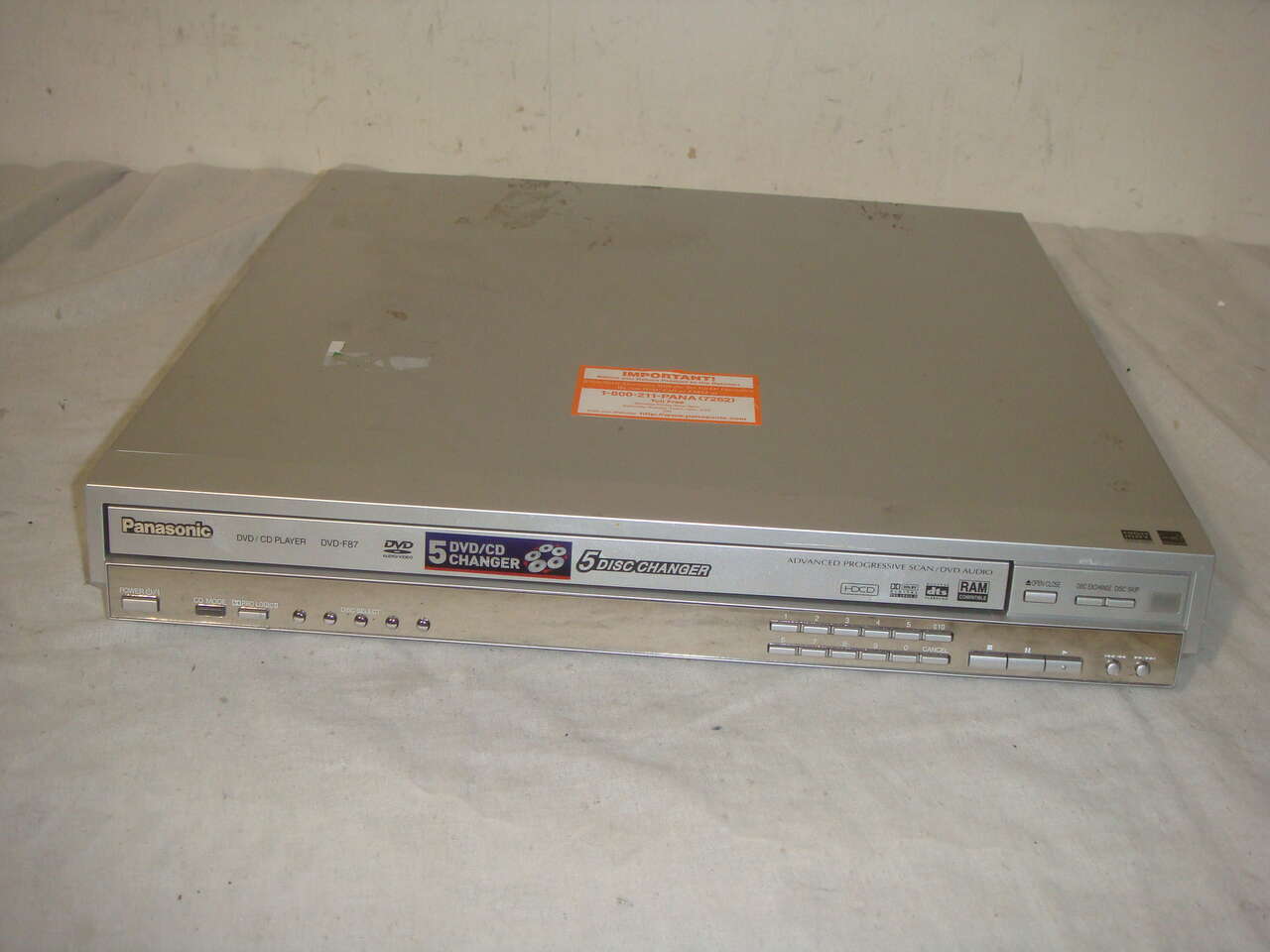 PANASONIC DVD-F87 5 DISC DVD/CD PLAYER