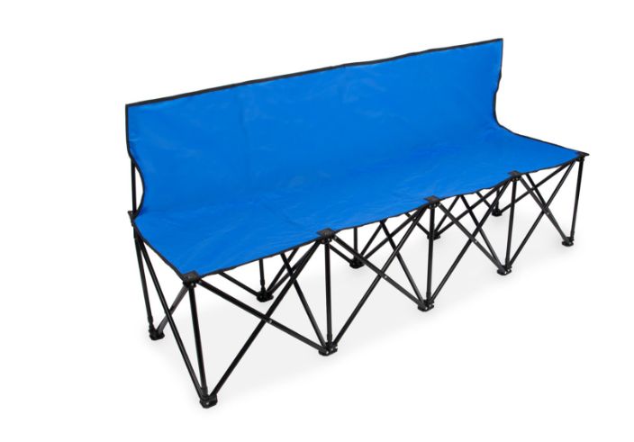 New  Portable Folding 4 Seat Bench with Back, Blue