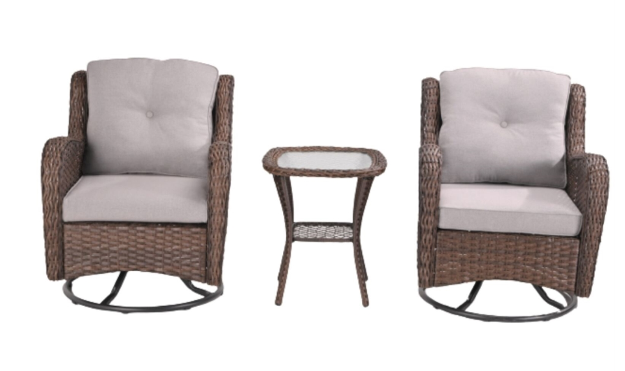 New in Box W Unlimited Swivel Rocker Dining Chair, Brown - Set of 3