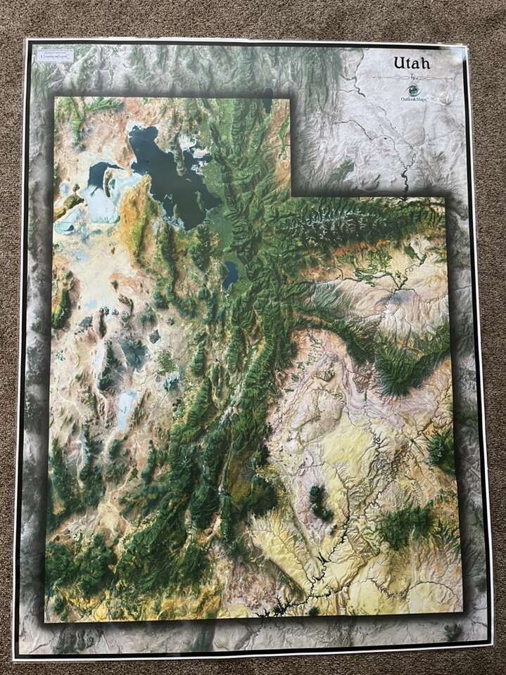 Outlook Maps State of Utah Wall Map 48x64
