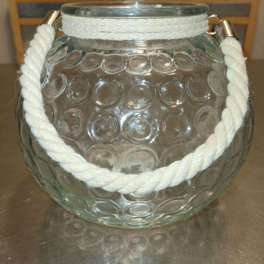 Lg Vntg CIRCLE Accented GLOBE W/Rope EDGE & HANDLE