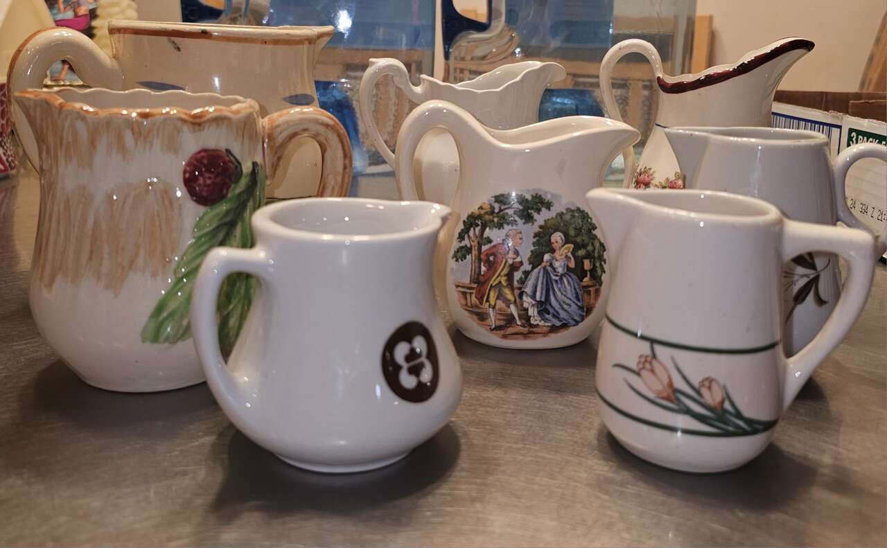 Eight Vintage Pitchers, All Sizes and Shapes