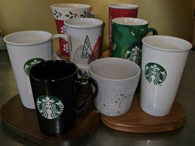 4 Starbucks Mugs, 4 Starbucks Christmas Mugs