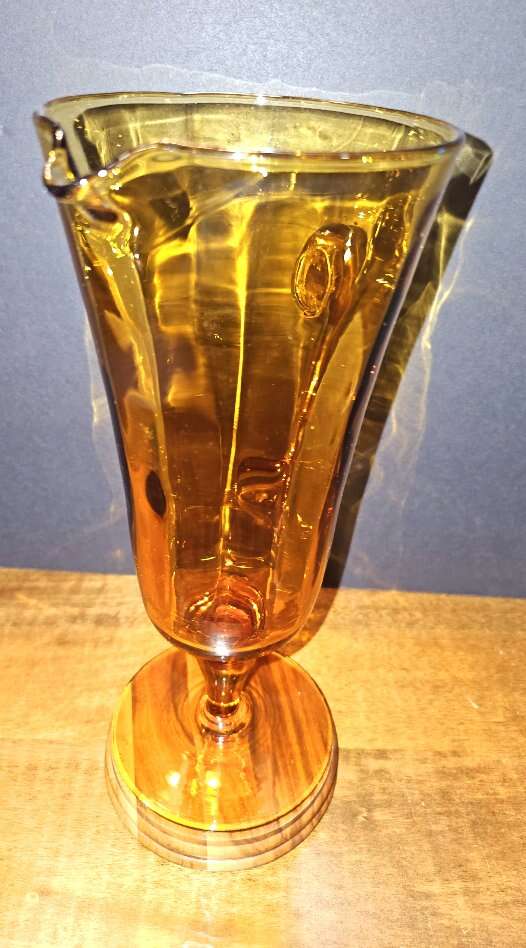 Vntg 11" Fostoria 'Spartan' Fluted Footed Pitcher