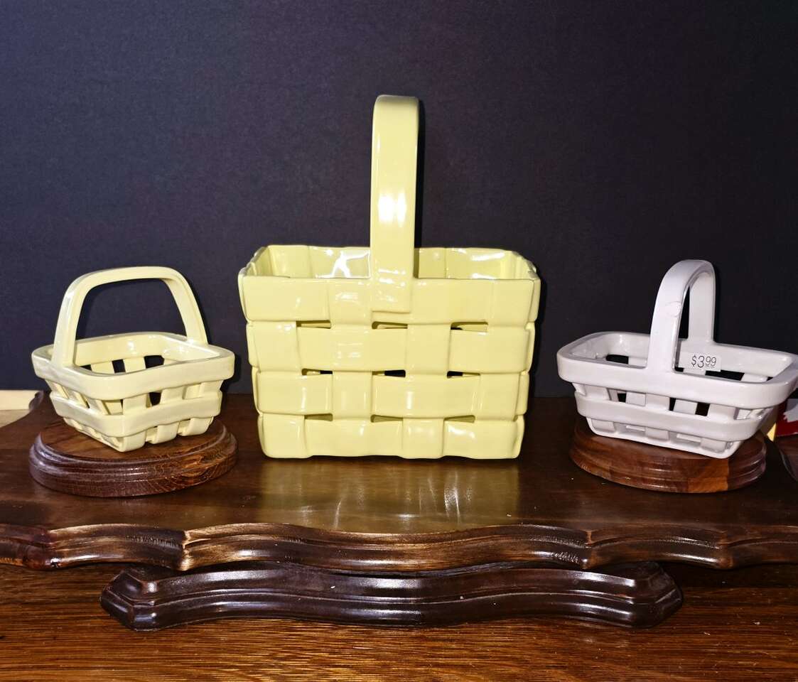 Italian UNICA 3 Piece Ceramic Easter Baskets.