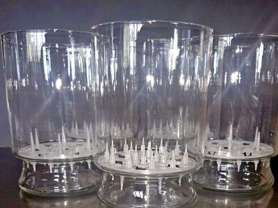 5 LARGE Glass Flower BULB Holders W/Floral Frogs