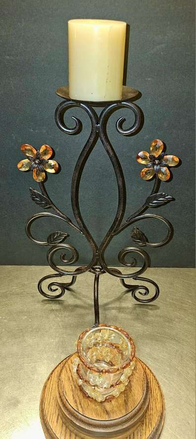 Pretty Floral 17" Candle Holder, 3" Candle Holder