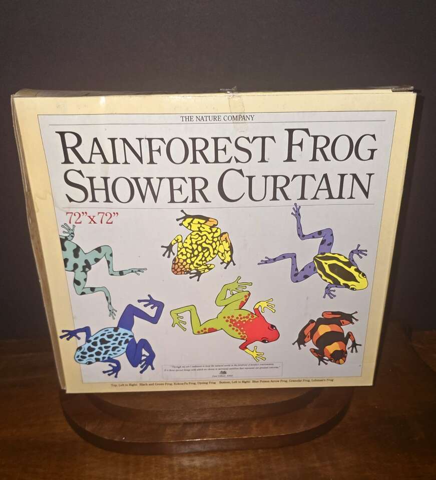 Vntg NEW Nature Co. Rainforest Frog Shower Curtain