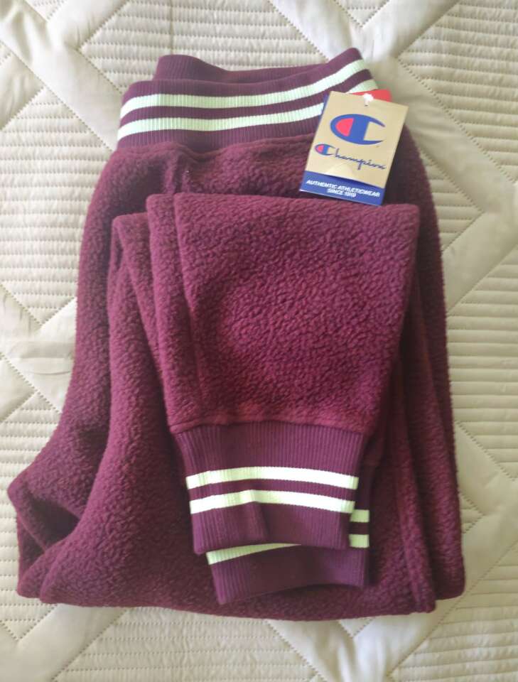 NEW Men Lg Champion Beige/Maroon Warm Fluffy Sweat