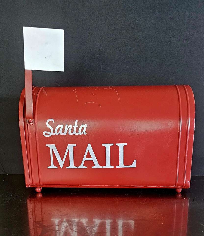 Large METAL 'Santa Mail' Mailbox W/Adj. White Flag