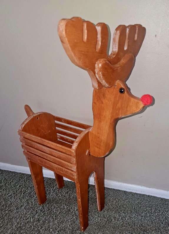 VINTAGE Hand Made Rodolph Reindeer Decor