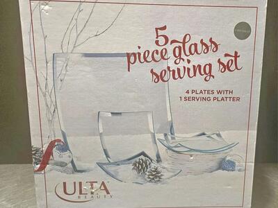 NEW Vintage Ulta Beauty 5 Piece Glass Serving Set