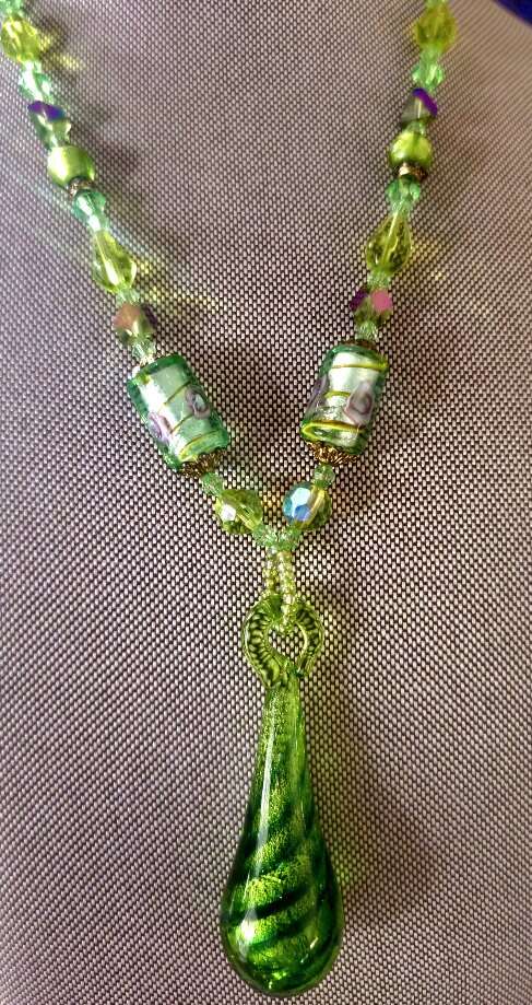 Shades of Green Cool Artisan Glass Pendant.