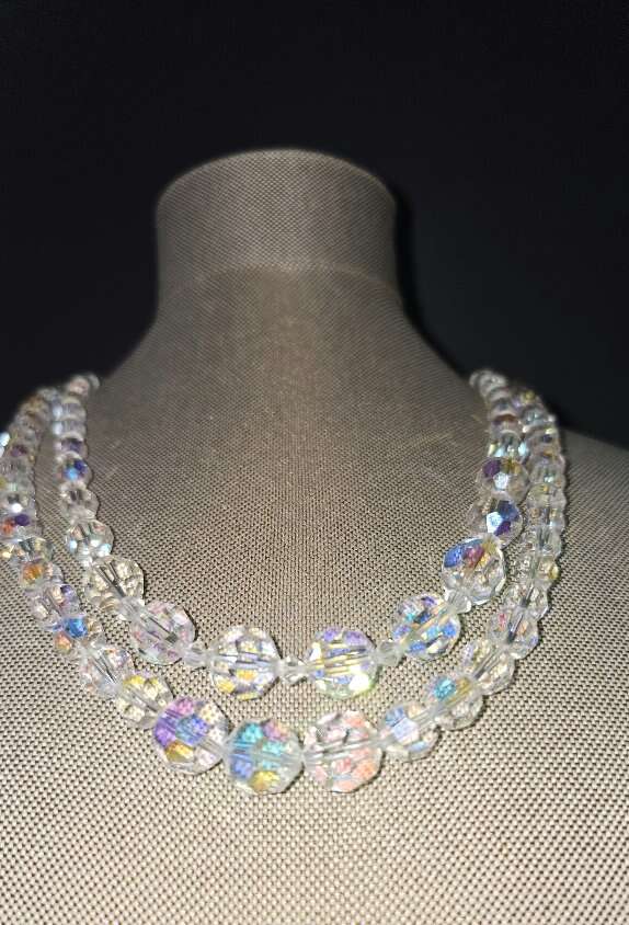 Two Beautiful Vntg Graduated AB Rainbow Necklace
