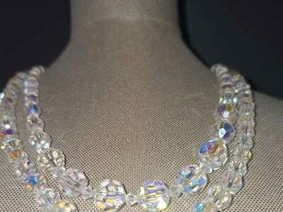 Two Beautiful Vntg Graduated AB Rainbow Necklace