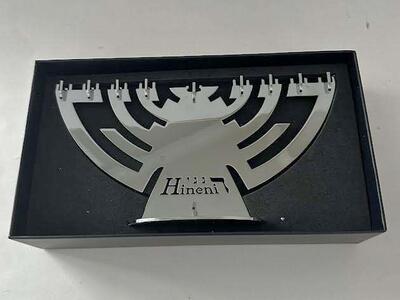 Hineni Silver Chrome Menorah Contemporary Design New