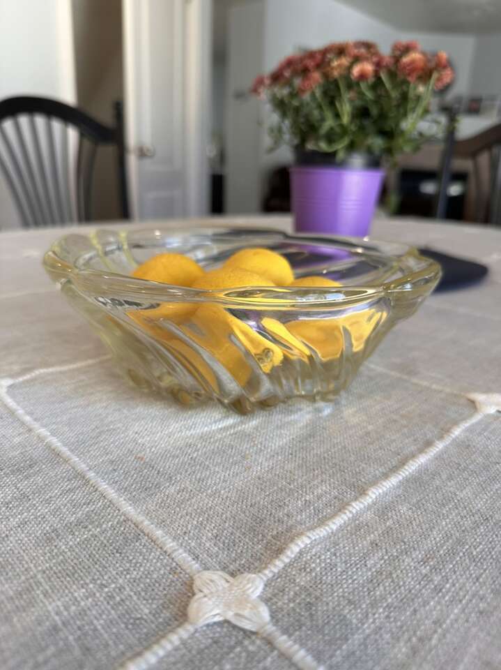 Vintage MCM Heavy Swirled Glass Bowl