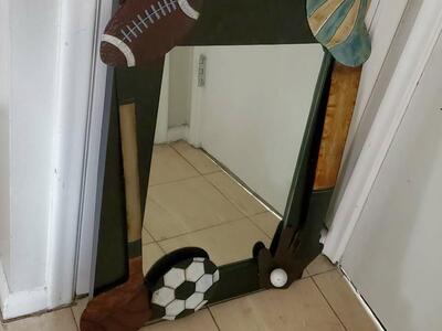 Kid's Boys Bedroom Sports Decorative Mirror Metal