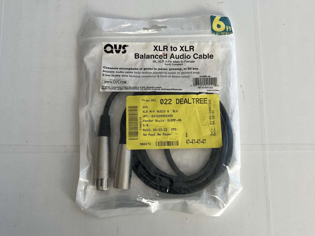 NEW XLR TO XLR Balanced Audio Cable 6 Ft 3-Pin Male to Female Microphone Guitar Mixer Preamp Box