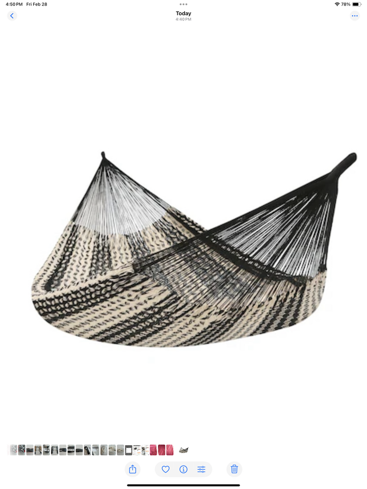 NEW Sunnydaze Handwoven XXL Thick Cord Mayan Hammock- Black/Natural - Hammock ONLY