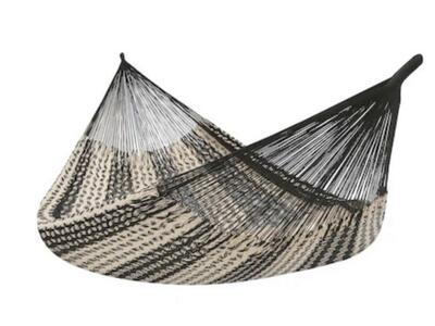 NEW Sunnydaze Handwoven XXL Thick Cord Mayan Hammock- Black/Natural - Hammock ONLY