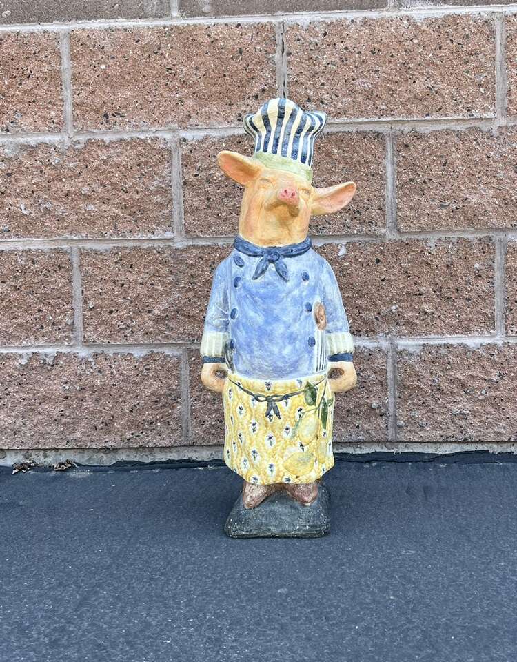 25” Plaster Pig Chef Butcher Vintage Restaurant