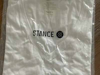 New Stance, V-Neck T-Shirt, Size Medium White