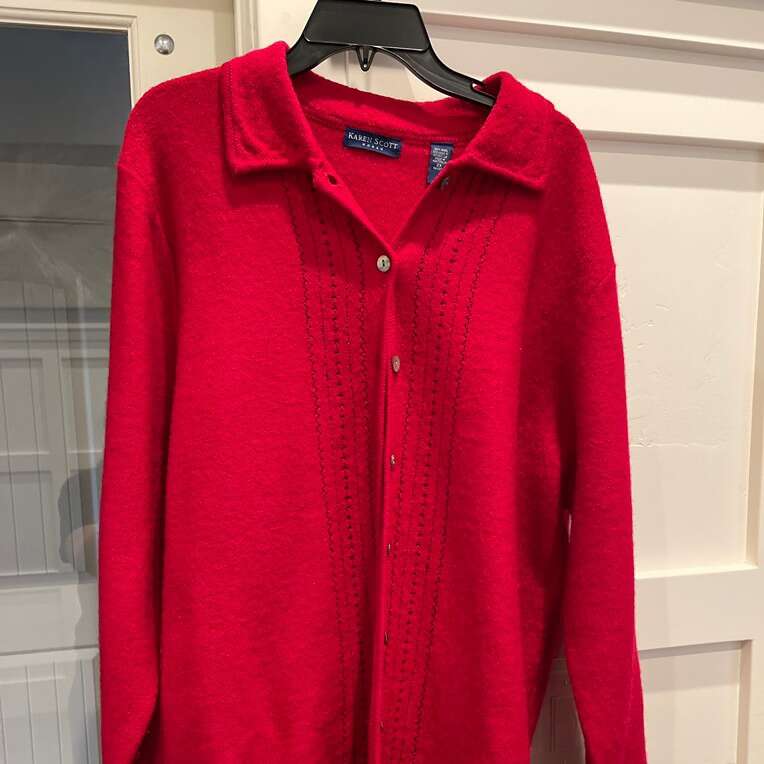 Size 2X Karen Scott Red Cardigan Jacket