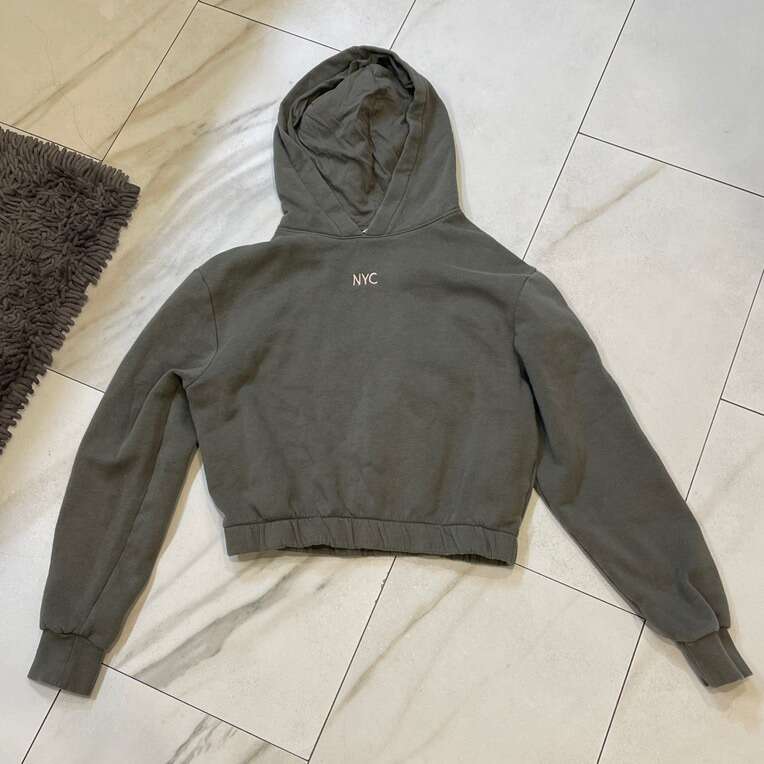 H&M Size 16/18 Khaki Green Hoodie Cropped