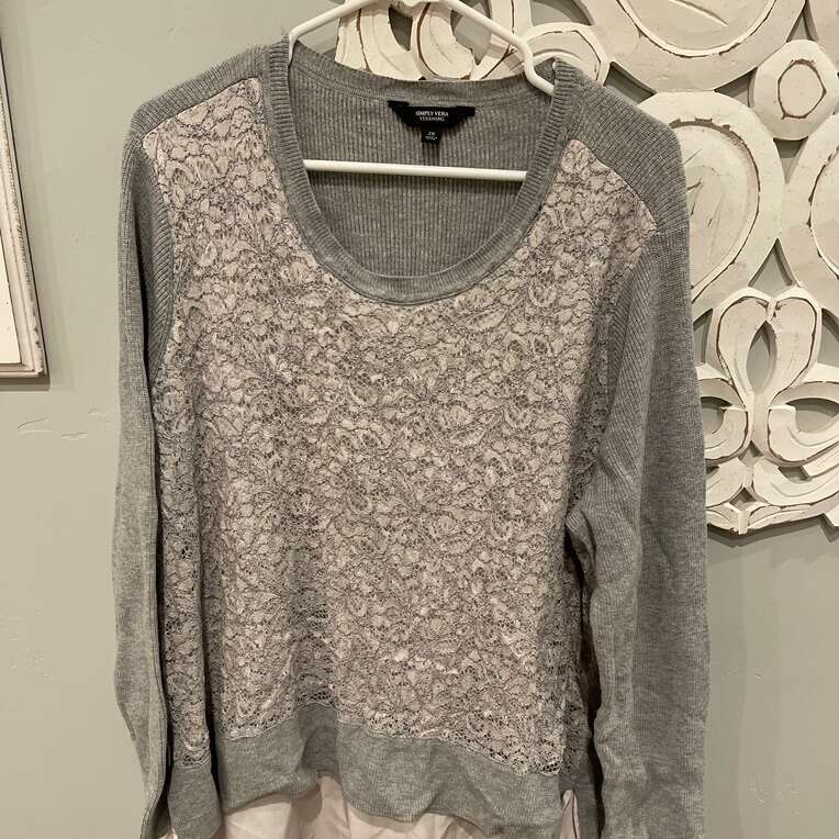 Gray Simply Vera Size 2X Lightweight Sweater