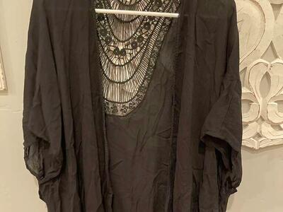 Open Front Cardigan One Size Black