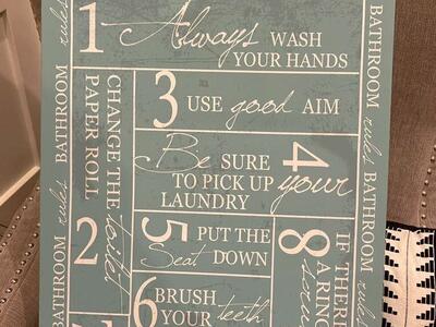 Bathroom Canvas Sign 17 3/4 X 23 1/2