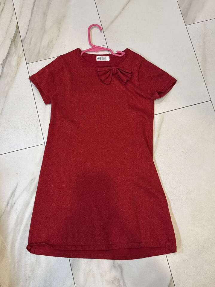H&M Sweater Dress Red Sparkly Size 8/10