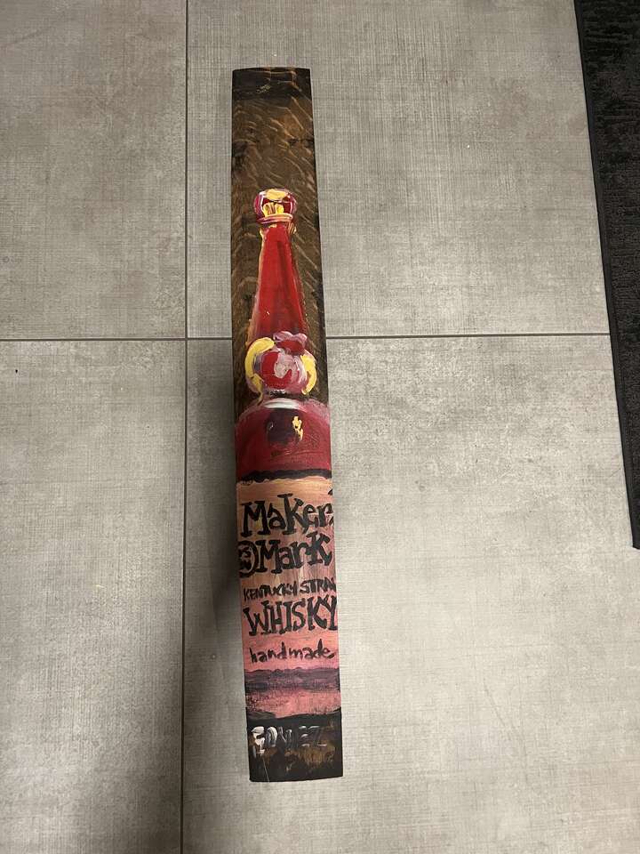 Makers Mark Bourbon Whiskey Barrel Stave, Hand Painted From Distillery, Collectible