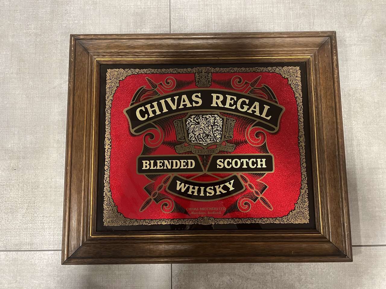Chevis Regal Scotch Whisky Bar Mirror, Excellent Condition, Highly Collectible