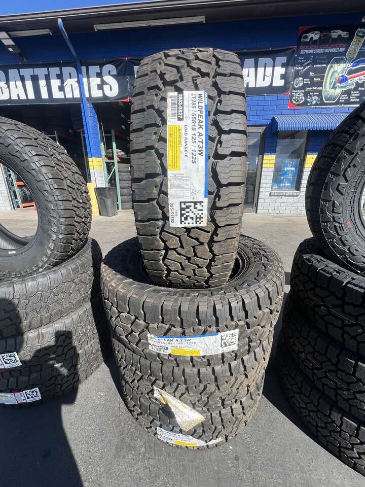 FULL SET OF LT285/65R18 FALKEN WILD PEAK A/T3 10PLY LOAD RANGE E WITH 55K MILES WARRANTY. AWESOME DEAL