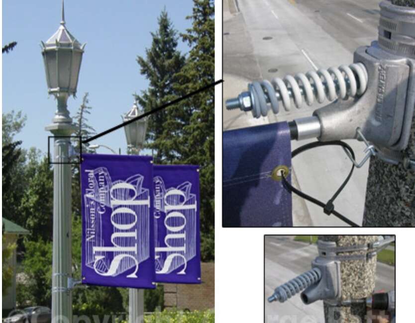 BannerSaver Deluxe Street Pole Brackets w/wind Resistant Springs - Holds 24" Banner MSRP: $180/set of 2