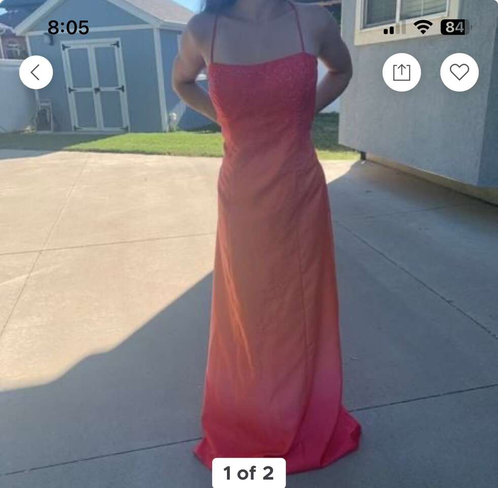 Pink And Peach Ombré Straps Dress Formal Sz 4-6