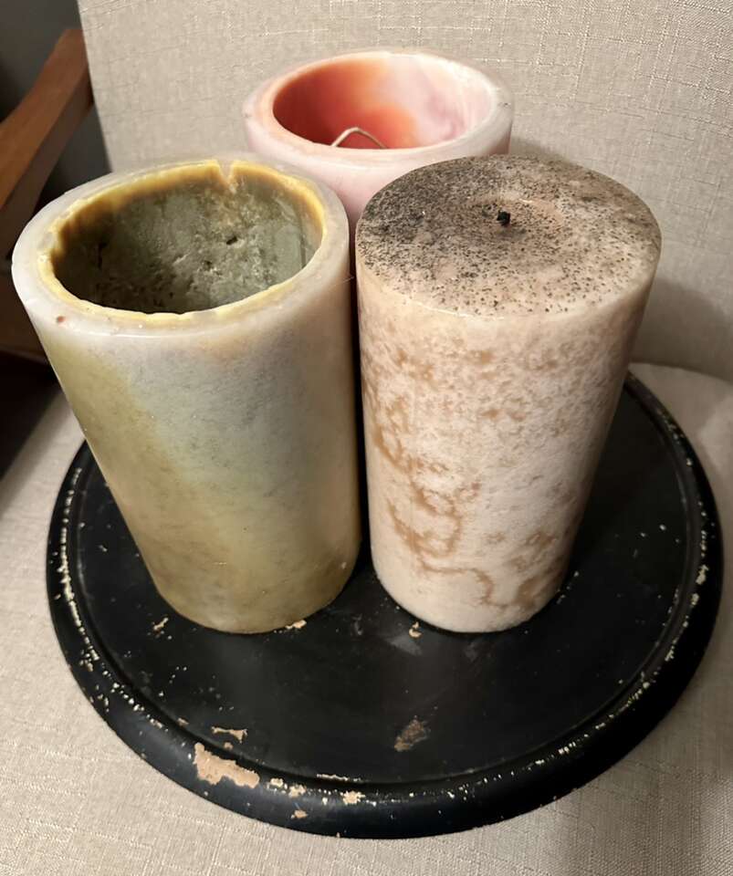 BIG Candles on Lazy Susan Tray