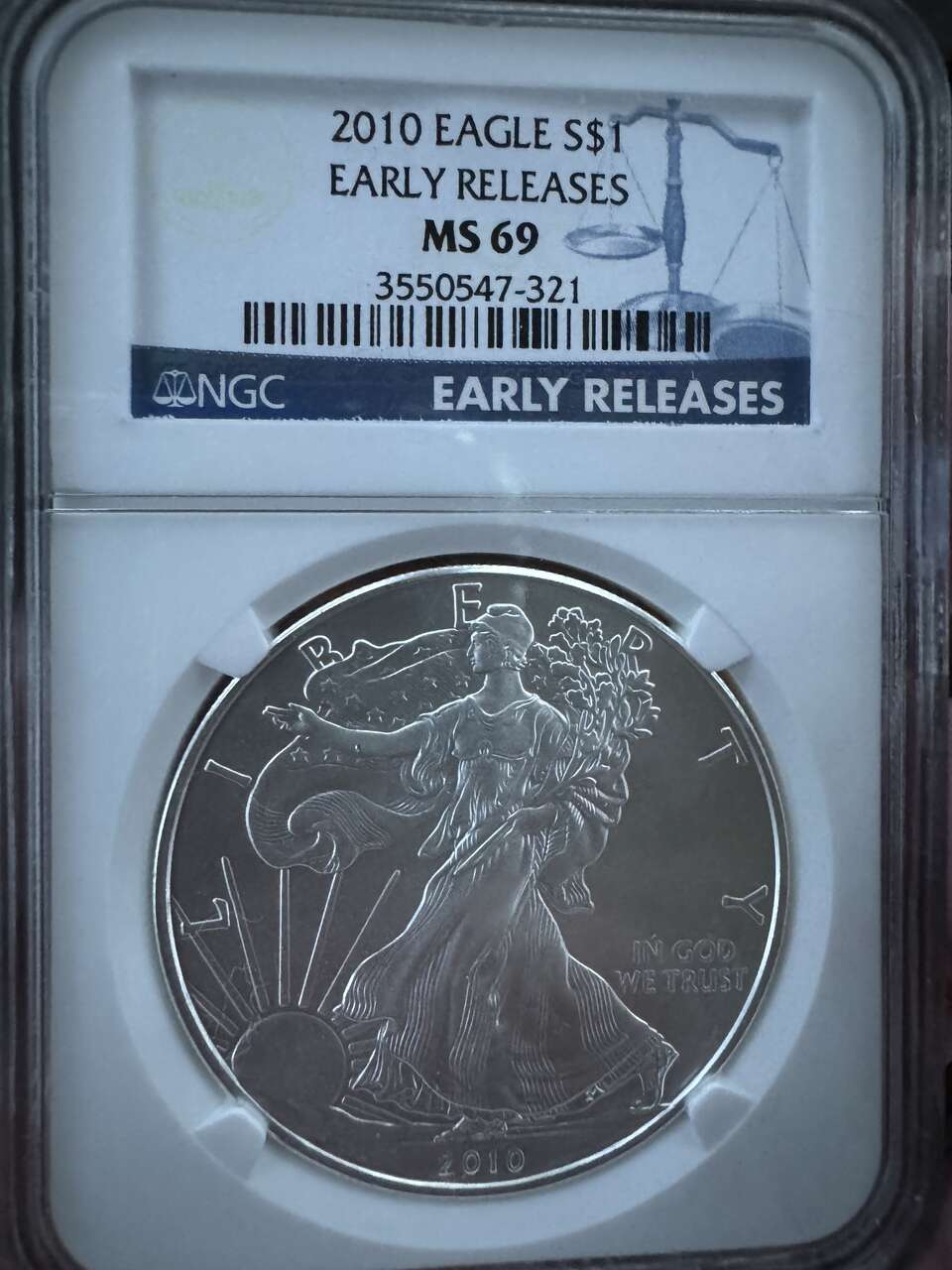 2010 NGC MS69 American Silver Eagle Coin Early Releases