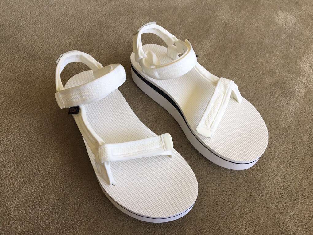 White Teva Platform Sandals, Women's 11, EU 42