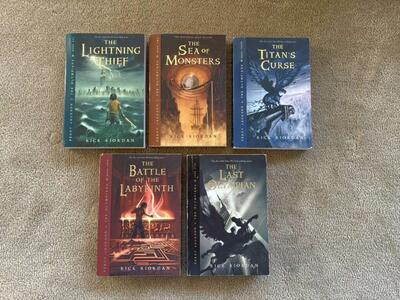 Percy Jackson Complete Series, by Rick Riordan (paperbacks—original covers)