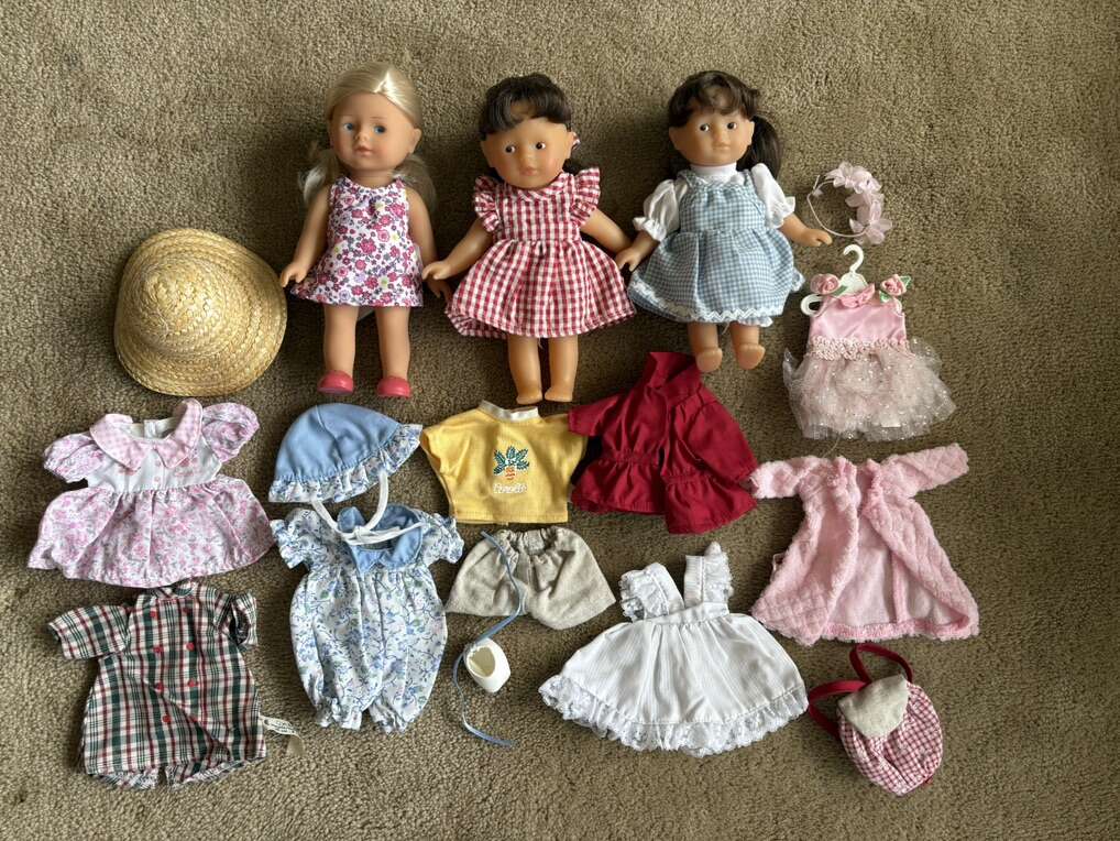 3 Corolle Mini "Corolline" Dolls and Clothes