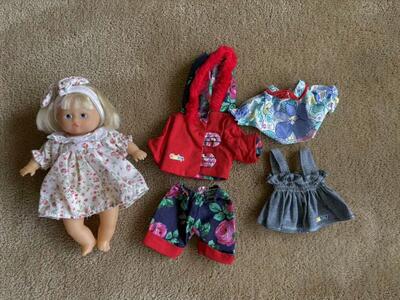 Vintage Berchet Timiny Doll & Outfits