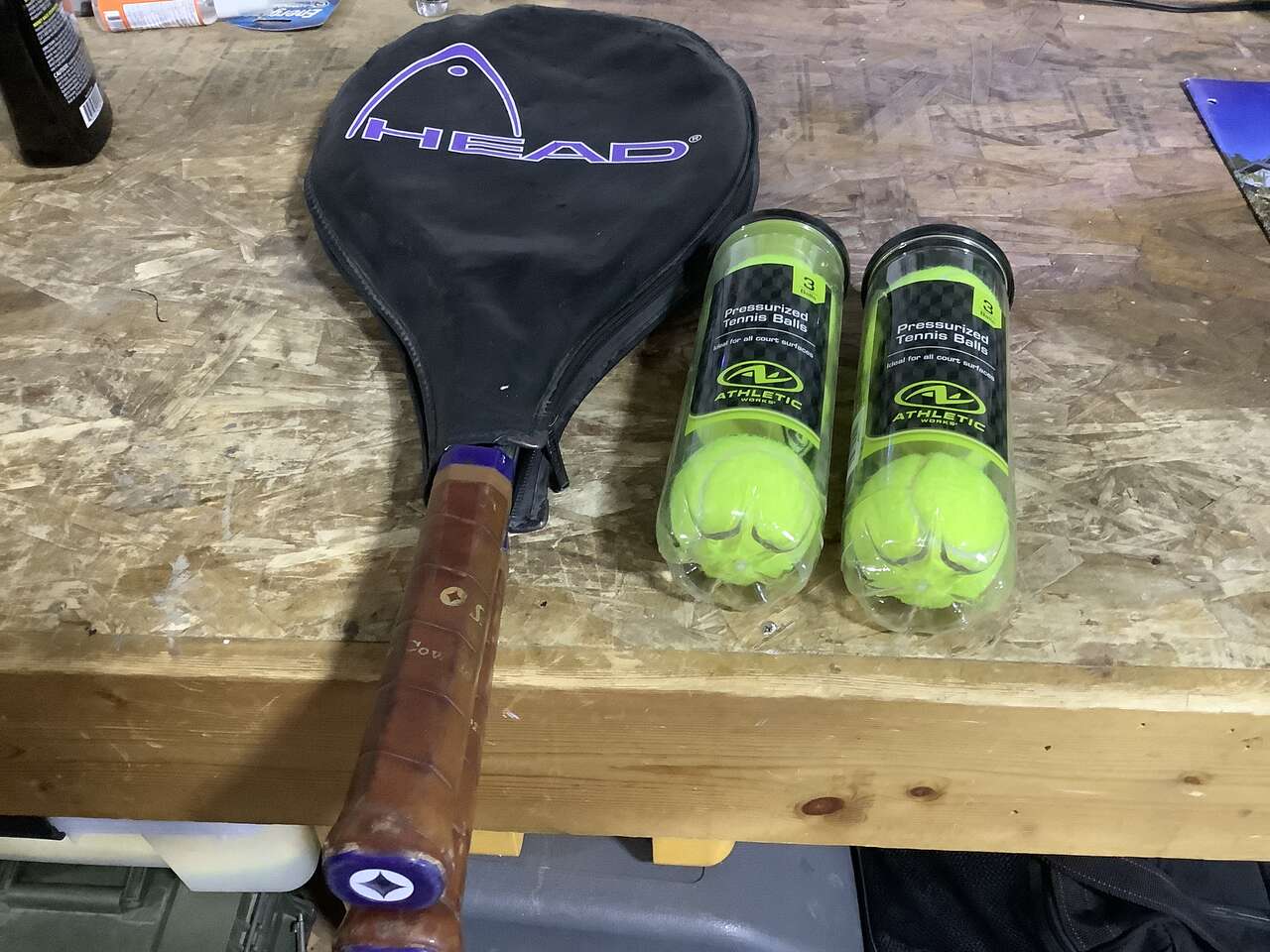 Vintage Spalding Rebel Tennis Rackets W/Case and Two Packages of Tennis Balls