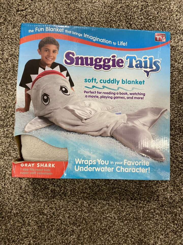 Snuggie Tails Gray Shark Kids Blanket