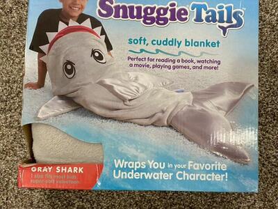 Snuggie Tails Gray Shark Kids Blanket