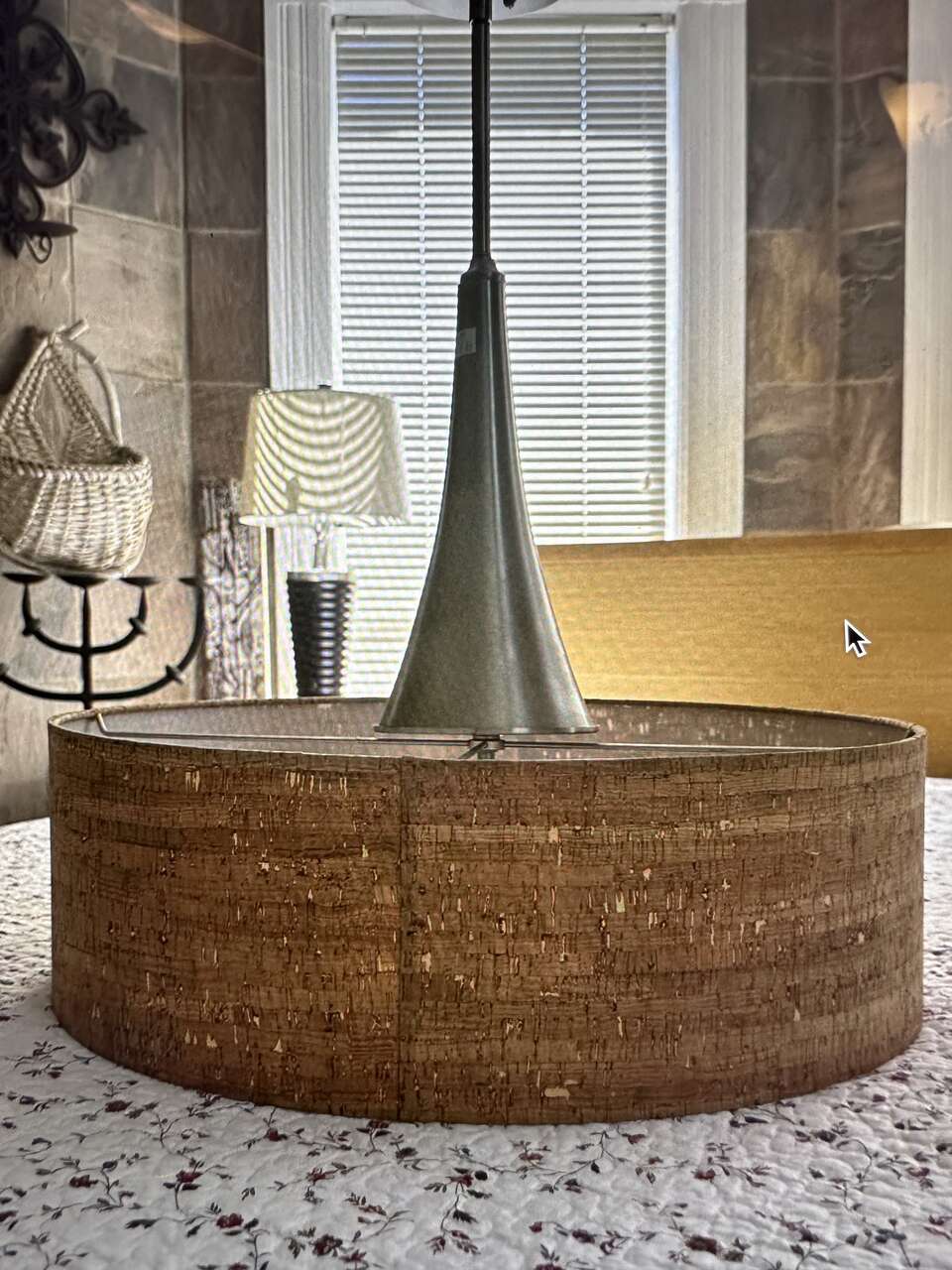 Fifties Modern Style Cork shaded Light Fixture