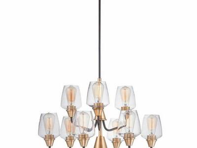 New! Goblet 9 Light Antique Brass Gold Chandelier